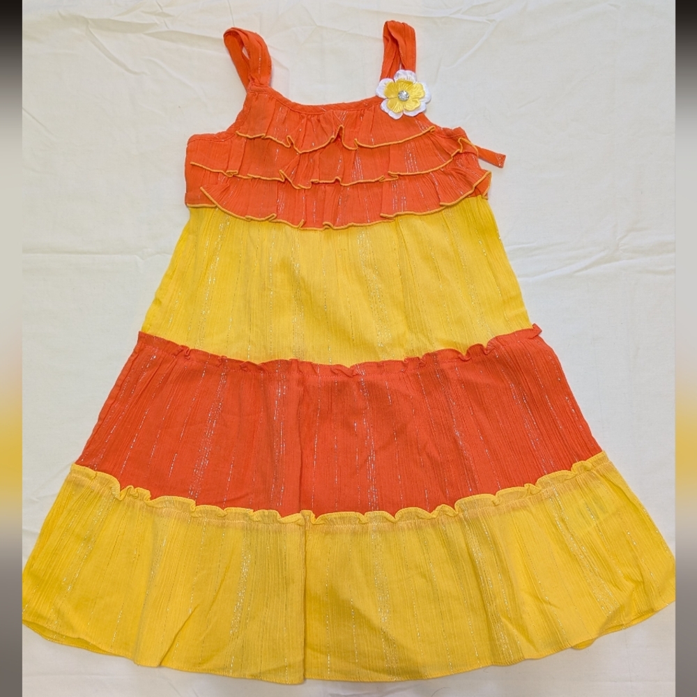 Vibrant Orange and Yellow Girl's Size 6 Youngland Dress